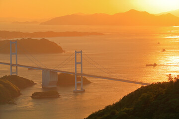 来島海峡大橋夕景