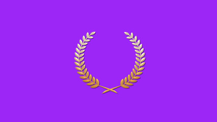 Amazing brown and white gradient 3d wheat logo icon on purple background