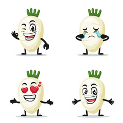 vector illustration of radish mascot or character 