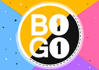 BOGO, Sale poster design template, buy 1 get 1 free, promotion banner, final offer, spend up and save more, vector illustration