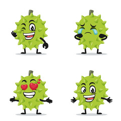vector illustration of durian mascot or character collection set with expression theme