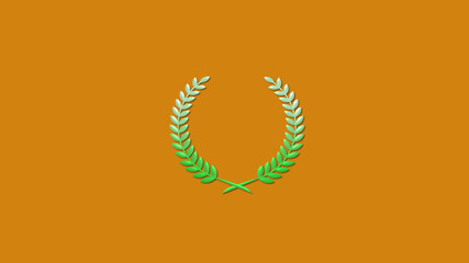 3d wheat icon on brown background, Green gradient 3d wheat icon