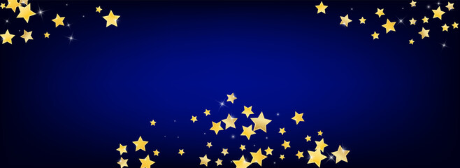 Yellow Galaxy Stars Vector Blue Background. 