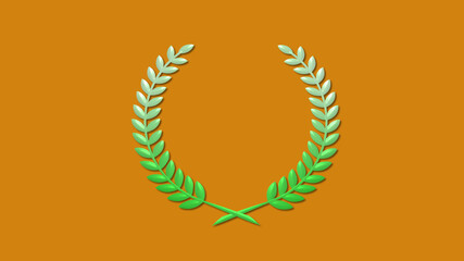 3d wheat icon on brown background, Green gradient 3d wheat icon