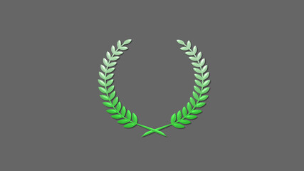 Best green and white gradient 3d wheat icon on gray background