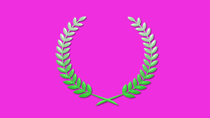 Beautiful green and white gradient 3d wheat icon on pink background