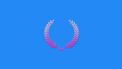 Beautiful pink and white gradient wheat icon on aqua background, New wreath icon