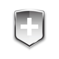 Fototapeta premium Gray shield medicine, great design for any purposes. Illustration for medical design. Health insurance concept. Protection symbol. Shield protection.