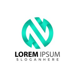 Abstract Gradient Letter N Circle logo design element vector illustration