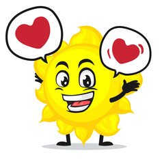 vector illustration of sun mascot or character says with love in bubble speech