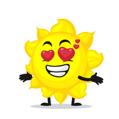 vector illustration of sun mascot or character with love eye