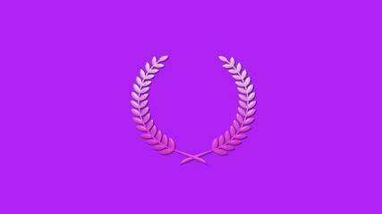Obraz premium Beautiful pink and white gradient 3d wheat icon on purple background, New wreath icon