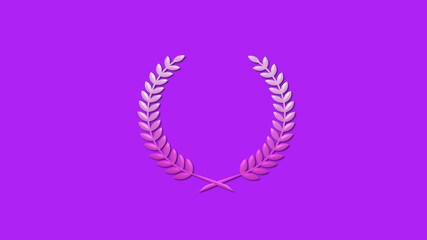 Beautiful pink and white gradient 3d wheat icon on purple background, New wreath icon