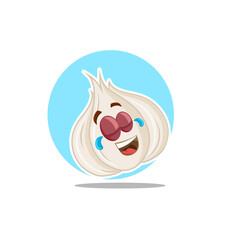 Cute garlic mascot logo character with expression