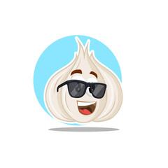 Cute garlic mascot logo character with expression