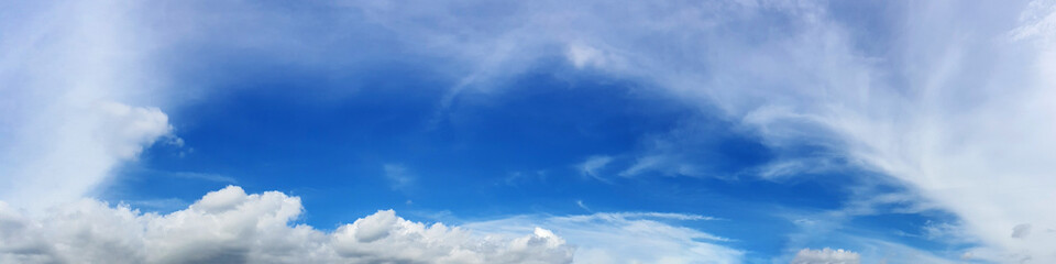 Panorama sky with cloud on a sunny day. Beautiful cirrus cloud..
