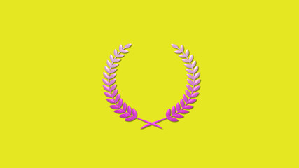 Pink and white gradient 3d wheat icon on yellow background