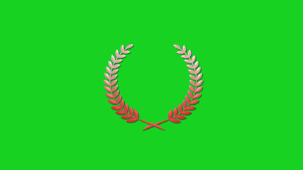 Beautiful red and white gradient 3d wheat icon on green background, New wreath icon