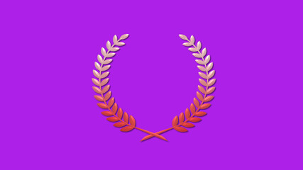 New red and white gradient 3d wheat icon on purple background, Best wreath icon