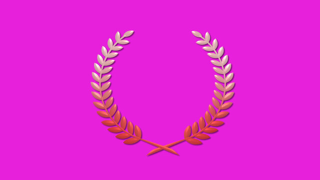 Beautiful Red White Gradient 3d Wheat Icon On Pink Background, Wreath Icon