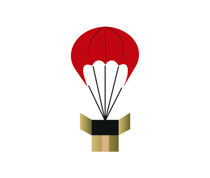 Box On Parachute Isolated