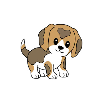kawaii dog cute mascot icon, dog logo, vector graphic illustration