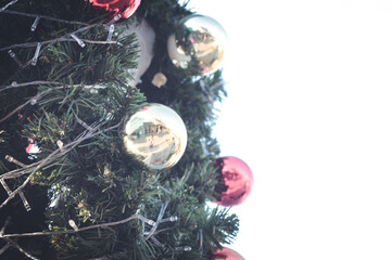 Fototapeta na wymiar Colorful Christmas balls and Happy New Year Festival