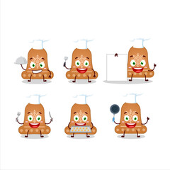 Cartoon character of bell cookie with various chef emoticons