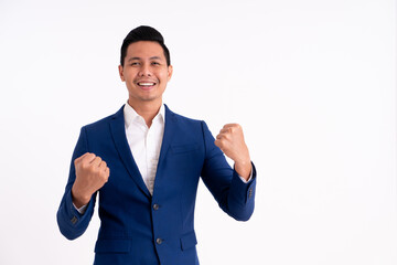 Happy business man portrait. Showing confident ready