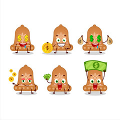 Bell cookie cartoon character with cute emoticon bring money