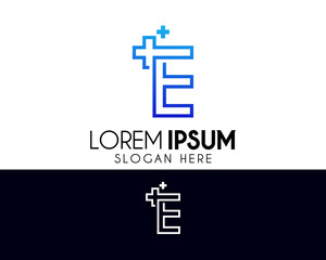 Obraz premium Plus letter E logo design. Medical modern logo suitable for your business company or corporate identity