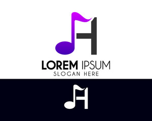 Obraz premium H letter logo design with a music note. Modern logo suitable for your business company or corporate identity