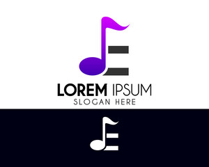 E letter logo design with a music note. Modern logo suitable for your business company or corporate identity