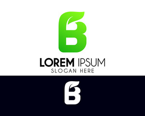 B letter logo design with leaf concept. Modern logo suitable for creative vector element or template