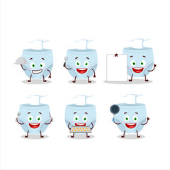 Cartoon character of blue baby diapers with various chef emoticons