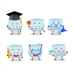 School student of blue baby diapers cartoon character with various expressions