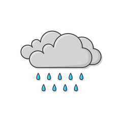 Rain Cloud Weather Vector Icon Illustration. Weather Phenomena Symbol