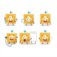 Doctor profession emoticon with toys block two cartoon character