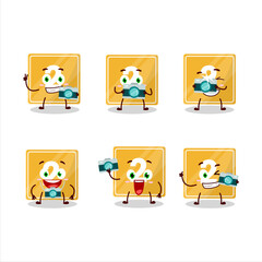 Photographer profession emoticon with toys block two cartoon character
