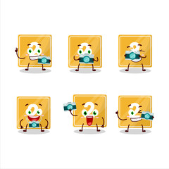 Naklejka premium Photographer profession emoticon with toys block two cartoon character