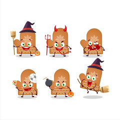 Halloween expression emoticons with cartoon character of gloves cookie