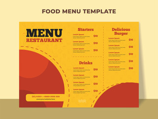 Food menu template for fast food restaurant