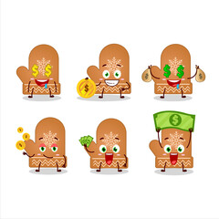 Gloves cookie cartoon character with cute emoticon bring money