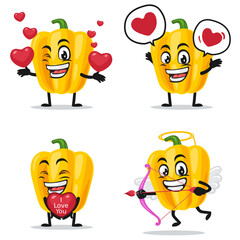 vector illustration of paprika mascot or character collection set with love or valentine or love theme