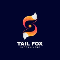 Vector Logo Illustration Tail Fox Gradient Colorful Style.