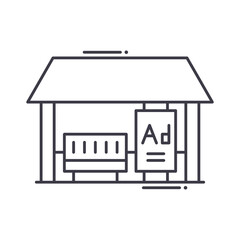 Advertising icon, linear isolated illustration, thin line vector, web design sign, outline concept symbol with editable stroke on white background.
