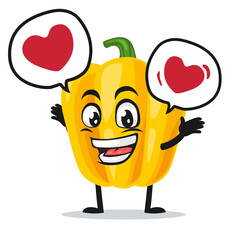 vector illustration of paprika mascot or character says with love in bubble speech