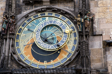 Prague astronomical clock, a medieval tower clock installed on the south wall of the Old Town Hall tower