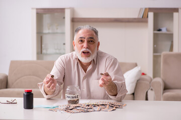 Old sick man suffering at home