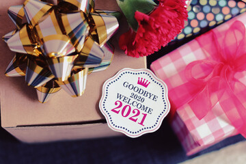 Goodbye 2020 welcome 2021 with decoration.